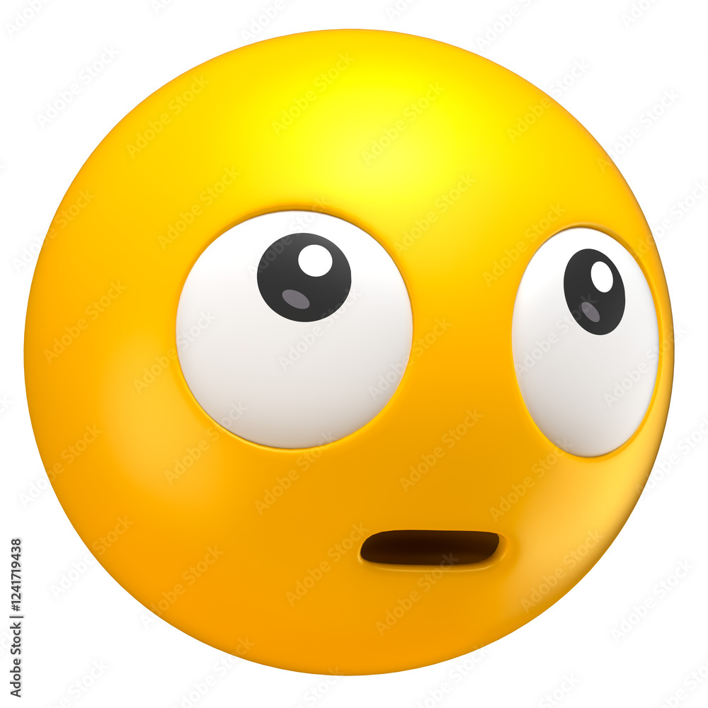 Canvas Prints wide-eyed surprised emoji in 3d render with transparent background
