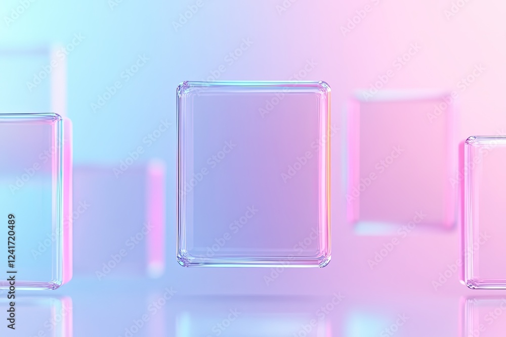 Aufkleber vibrant pattern of abstract squares with edges each glowing in vibrant neon colors under soft light