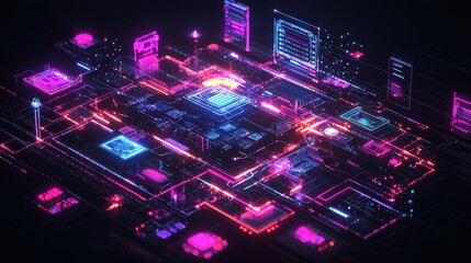 Fototapeta premium Glowing Circuit Board Illustration