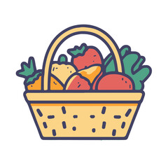 Vector flat icon of a grocery basket filled with vegetable