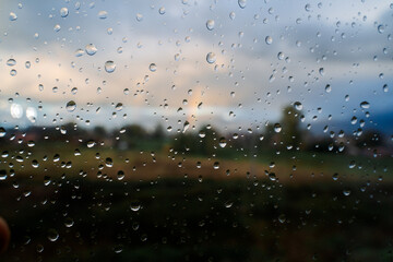 Rain drops on window , rainy day