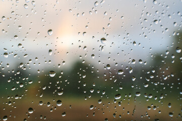 Rain drops on window , rainy day