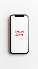 Fototapeta premium Minimalist phone screen displaying fraud alert message in vertical shot