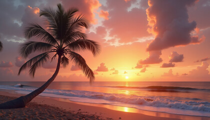Tropical Sunset Beach Scene