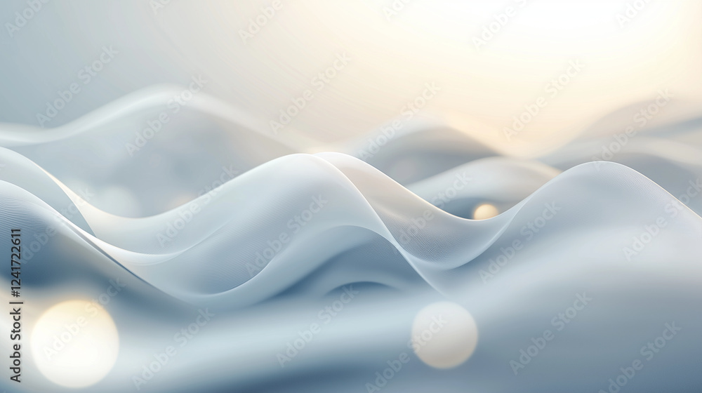 Poster dynamic abstract bokeh lights in soft gray and white blends