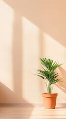 Fototapeta premium Urban decor inspiration with tall indoor plant in sunlit room