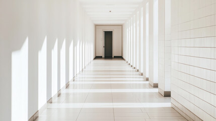 Fototapeta premium Minimalist hallway design with interplay of shadows and light geometry