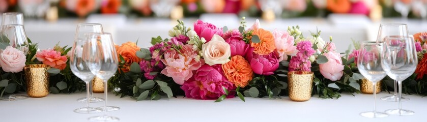 Elegant wedding table setup with cascading florals and gold accents