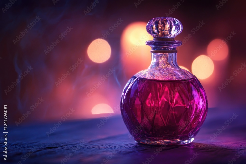 Poster A perfume bottle sitting on a table, perfect for decorating or photography