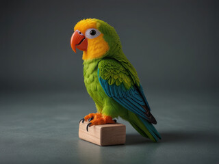 Naklejka premium yellow and green parrot toy isolated on transparent background