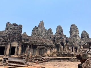 Naklejka premium Ancient Temples of Angkor Wat at Sunrise, Cambodia