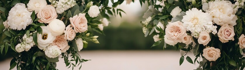 Obraz premium Garden wedding with soft florals and lush greenery