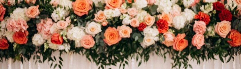 Fototapeta premium Grand luxury wedding with cascading floral installations