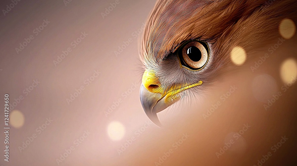 Poster closer view of an eagle's face with hazy surroundings and fuzzy edges