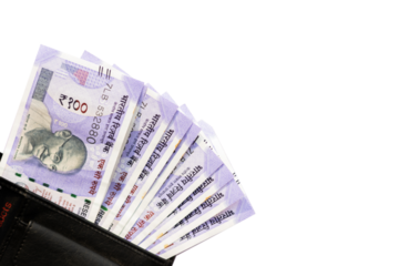 Indian currency out from wallet png file type transparent background used for web, app, logo website design