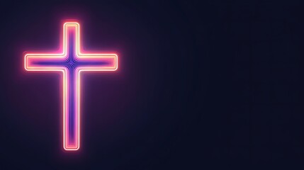Obraz premium Glowing cross, dark background, faith