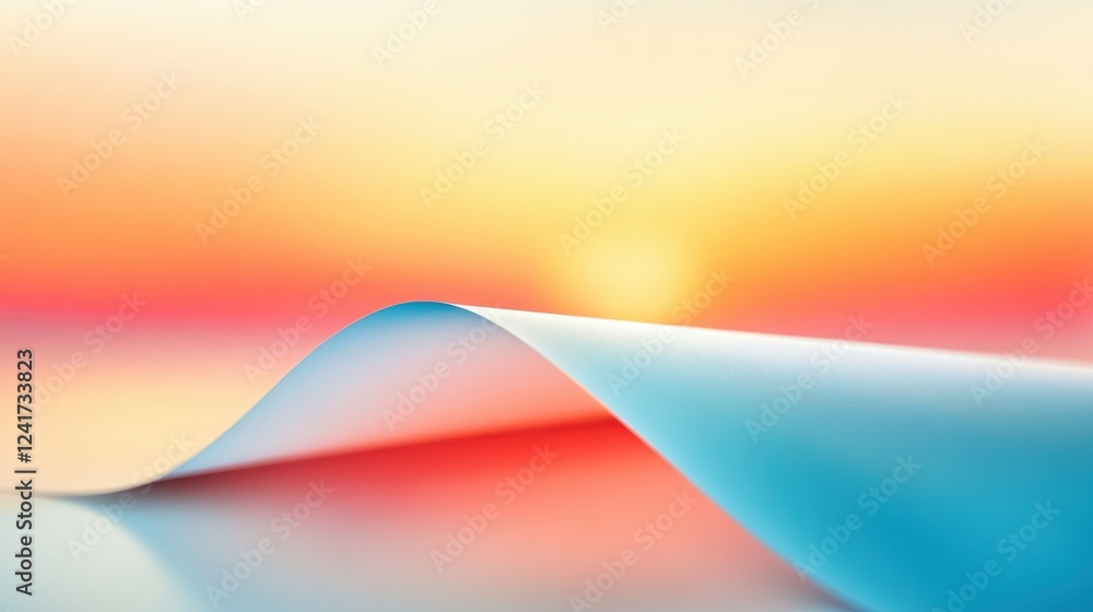 Poster soft gradient waves of color at sunset with calm ocean reflection
