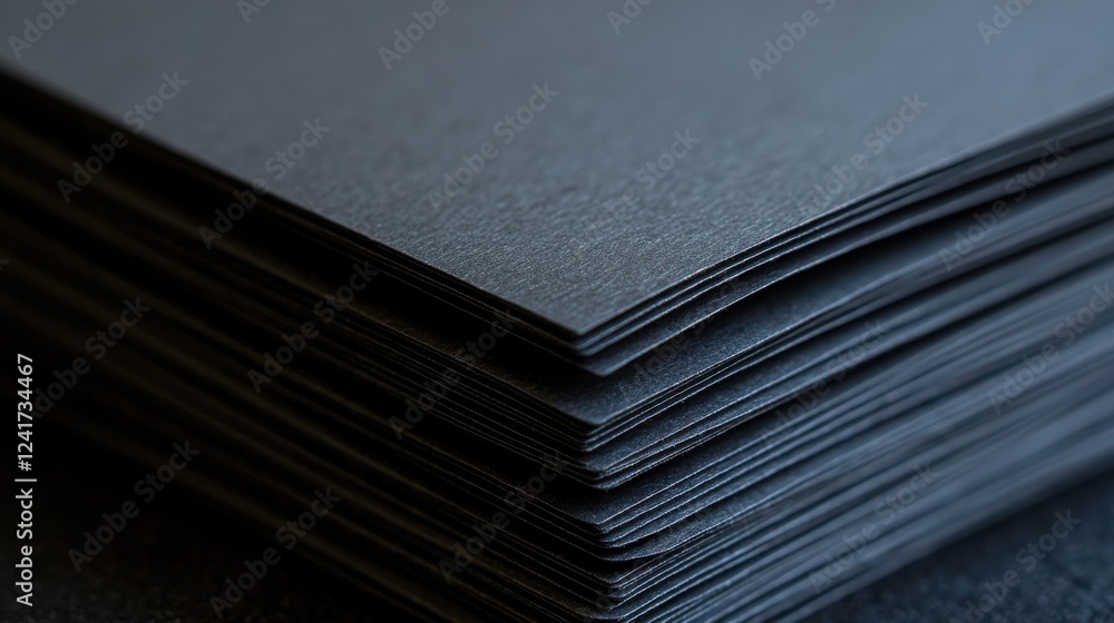 Aufkleber stack of black textured paper on dark background for creative use