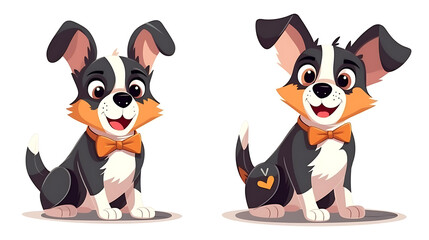 The dog is wearing a bow tie and is smiling