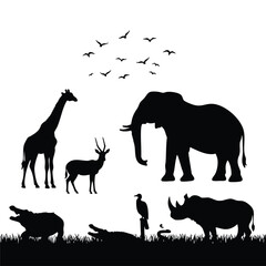 a collection of African animal silhouettes against a plain white background