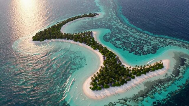 aerial panorama of the breathtaking Baa Atoll in the Maldives, 