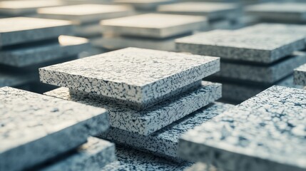 Textured Gray Stone Tiles Stacked in a Contemporary Pattern