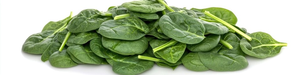 Obraz premium A close-up shot of fresh spinach leaves arranged on a white surface