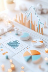 Data visualization: charts and graphs representing financial or business performance.