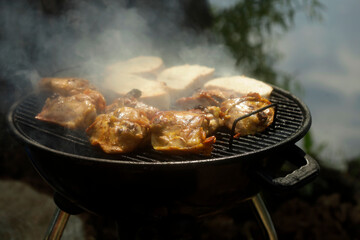 Smoke of barbeque meat