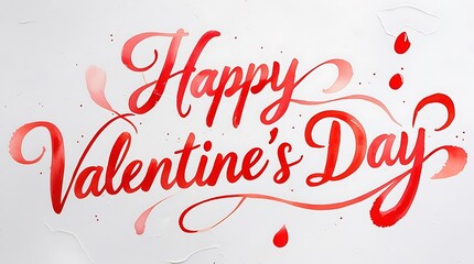 "Happy Valentine's Day" in bold red lettering on a clean white background, perfect for romantic and festive designs, valentine poster, banner, logo