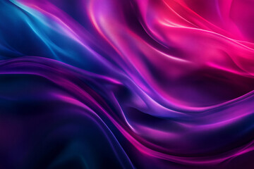 Obraz premium Close-up of flowing silk fabric with vibrant gradient colors of purple, pink, and blue, showcasing smooth textures and dynamic light reflection. Abstract artistic composition.