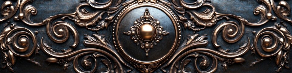 Naklejka premium A detailed view of an ornate metal piece with intricate designs
