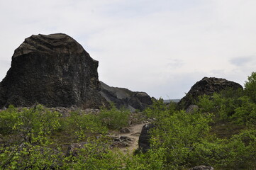 Basalt rock formations in northern Iceland