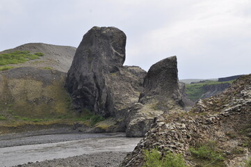 Basalt rock formations in northern Iceland