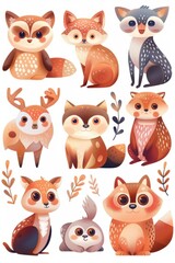 Adorable woodland creatures in autumnal hues.