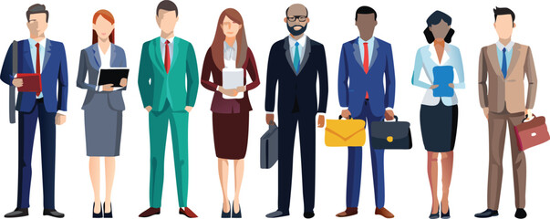 Fototapeta premium Adobe Illustrator Arbusiness man Collection of Businessmen in Suits with Beards - Black and White Vector Illustration