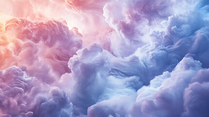 Fototapeta premium The sky is filled with fluffy clouds of different colors, creating a dreamy