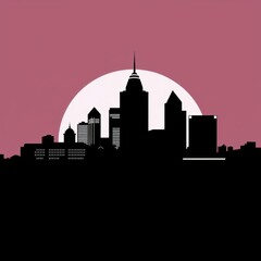 Fototapeta premium City skyline at night with dark silhouettes of houses creating a breathtaking view silhouetted skyline cityscape architecture illustration building city vector