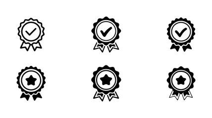 Award Badge Icons Set - Certification, Achievement, Quality Seal, Recognition, Winner, Medal, Guarantee Vector