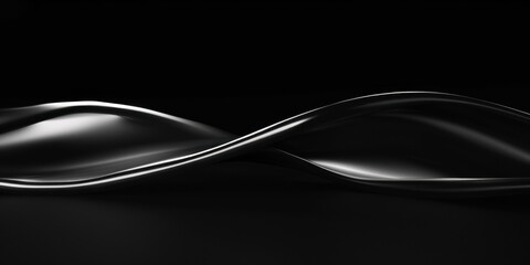 Obraz premium An elegant and pure abstract minimalist design on a jet-black background, Isolated fine shapes and curves in the middle, Contemporary minimalist style