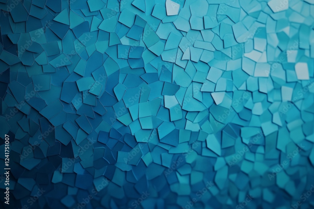 Fototapete Abstract geometric pattern showcases various shades of blue on a white background, emphasizing sharp angles and smooth lines, ideal for modern decor and design needs
