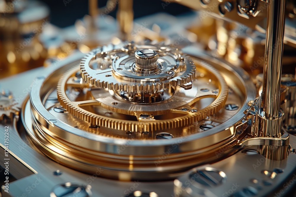 Fototapete intricate clockwork mechanism rotating, symbolizing precision and time