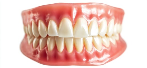 Obraz premium Full Denture Close-up, White Background, Dental Health