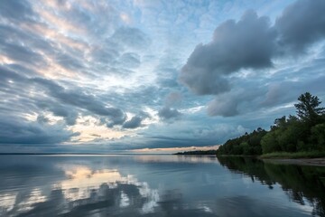 Fototapeta premium sunset over the lake