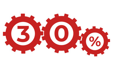 30% gear icon on white background
Promotion, discount, sale gears vector eps