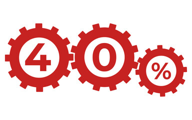 40% gear icon on white background
Promotion, discount, sale gears vector eps