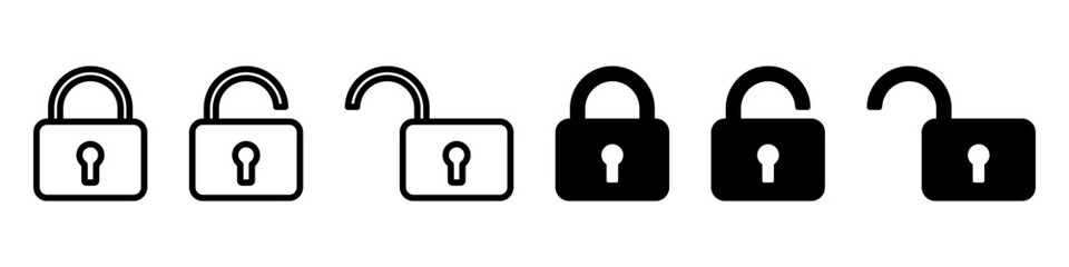Lock icons set. Padlock symbol collection. Security symbol. Lock open and lock closed icon