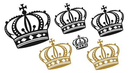 Adobe IllustraCollection of Black and White Crown Designs - Vintage and Eleganttor Artwork
