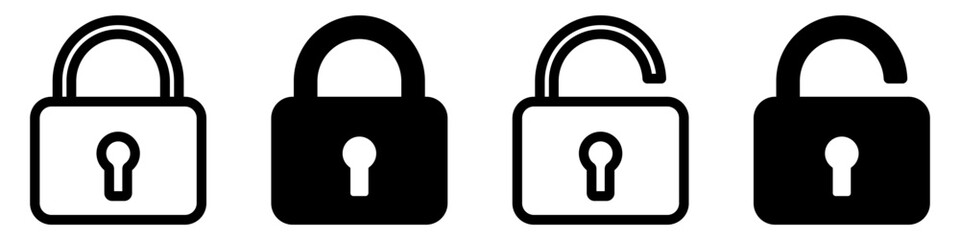 Lock icons set. Padlock symbol collection. Security symbol. Lock open and lock closed icon