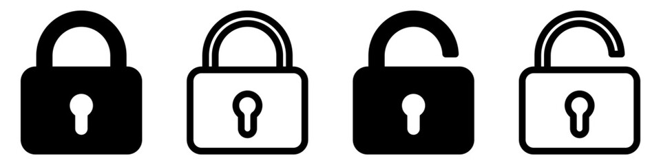 Lock icons set. Padlock symbol collection. Security symbol. Lock open and lock closed icon